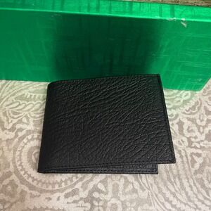 VTG John Weitz Mens Black Genuine Leather Bifold Wallet Pebbl Grain Slim Classic